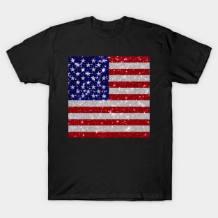 American Flag Glitter Sticker T-Shirt